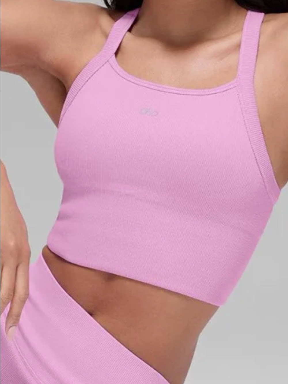 ALO Yoga Ribbed Cropped Tank Top - Light Pink